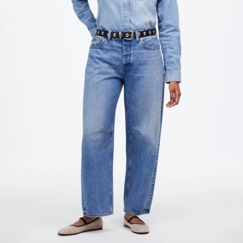 Madewell Petite Curvy Darted Barrel Leg Jeans Medium Dobbins Wash Western 30P - Picture 1 of 13